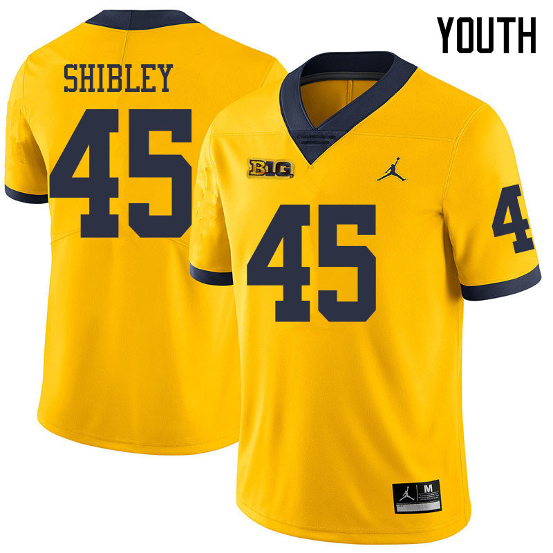 Jordan Brand Youth #45 Adam Shibley Michigan Wolverines College Football Jerseys Sale-Yellow